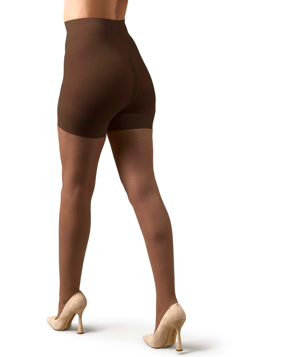 2 Pair Women's Satin Sheer Shaper Top 18-Denier Pantyhose