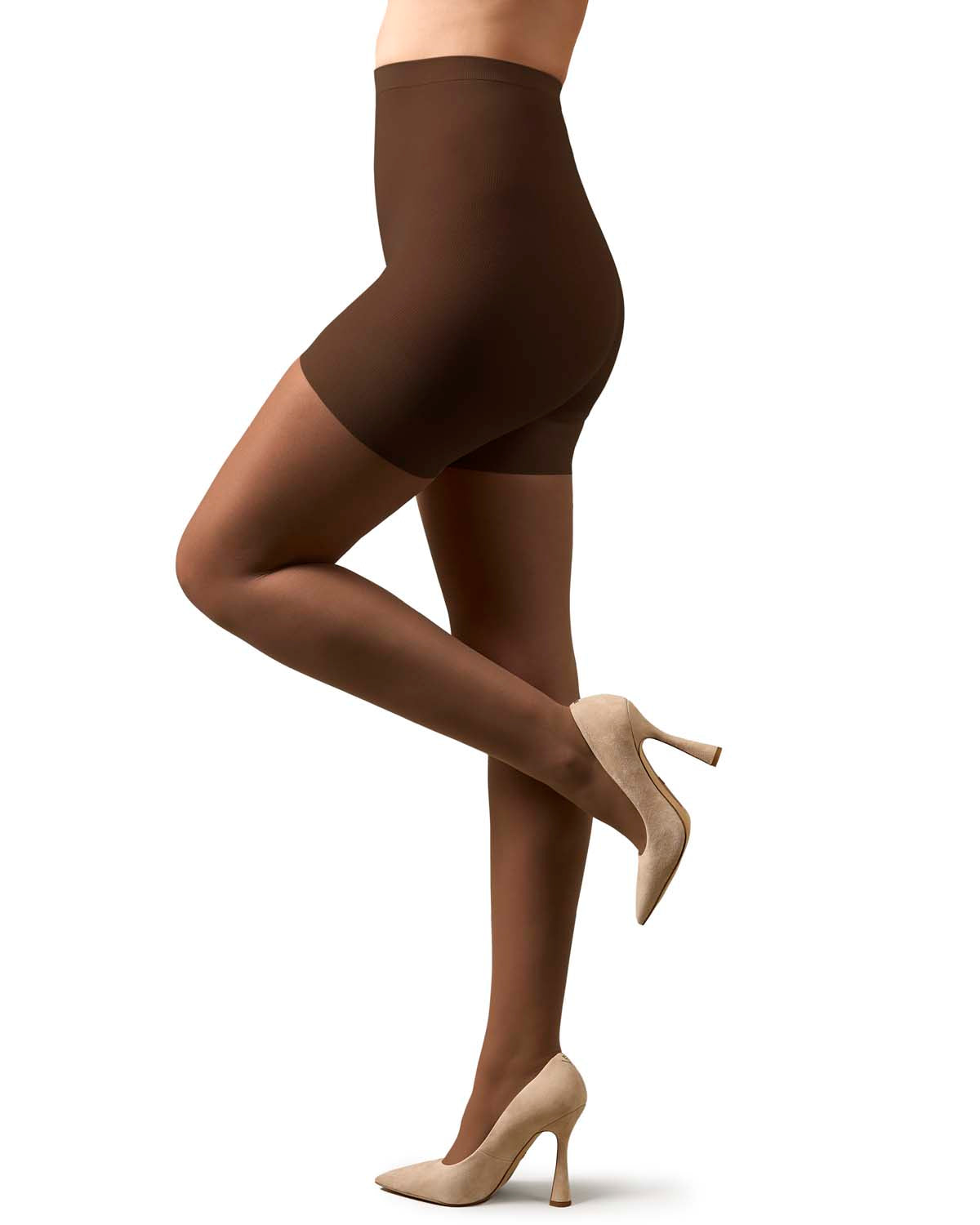 2 Pair Women's Satin Sheer Shaper Top 18-Denier Pantyhose
