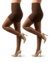 2 Pair Women's Plus Size Satin Sheer Shaper Top 18-Denier Pantyhose