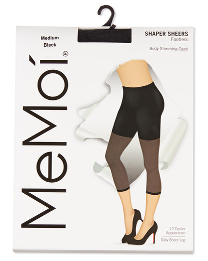 Sheer Footless Capri Shaper Tights : Color: Black