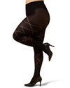 Diamond Opaque Plus Size Curvy Control Top Tights : Color: Black