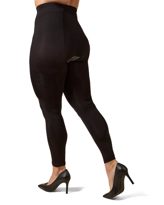 Plus Size Curvy Super Matte Control Top Footless Tights : Color: Black