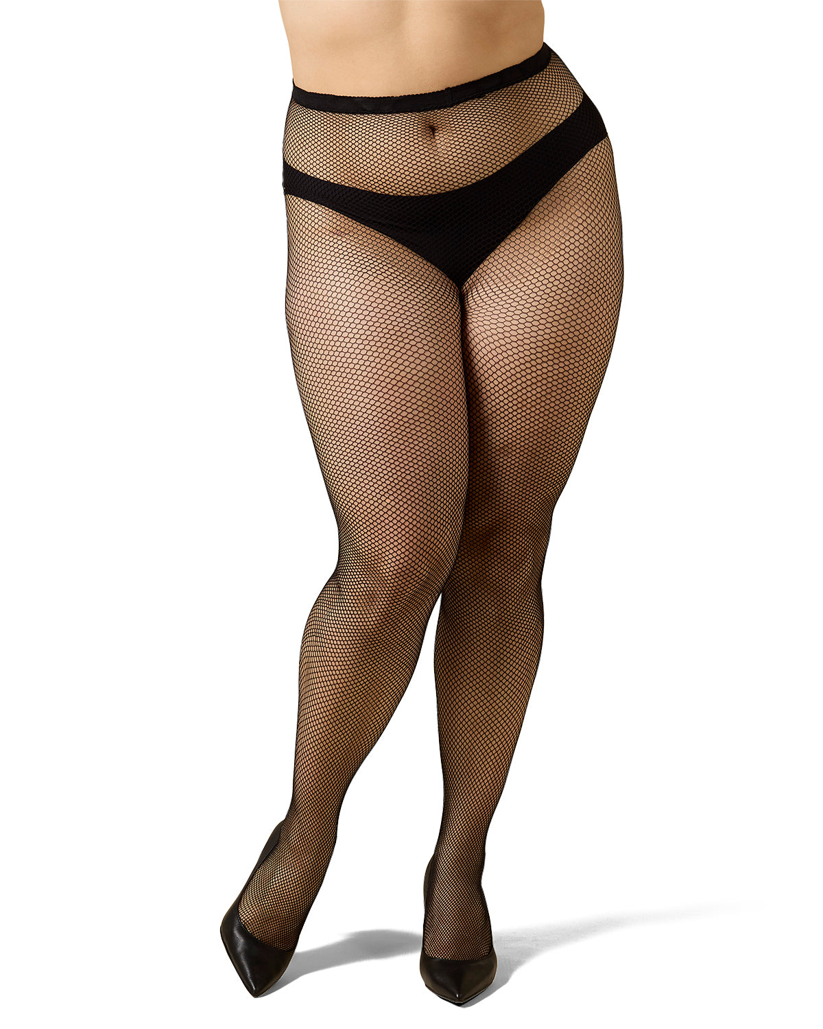 Plus Size Curvy Fishnet Tights : Color: Black