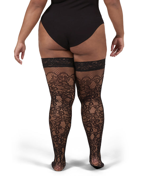 Swirl Net Thigh High : Color: Black