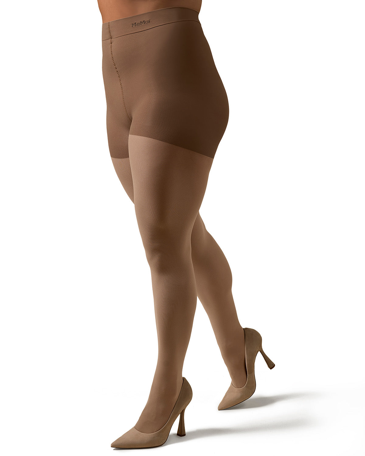 Microfiber Opaque Plus Size Curvy Control Top Tights