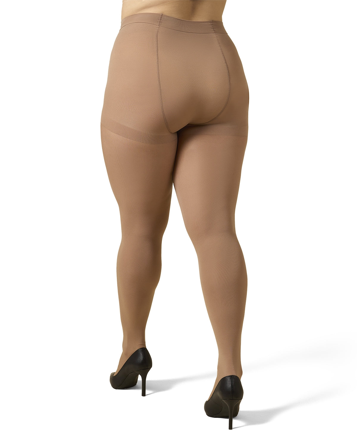 Microfiber Opaque Plus Size Curvy Control Top Tights : Color: Honey