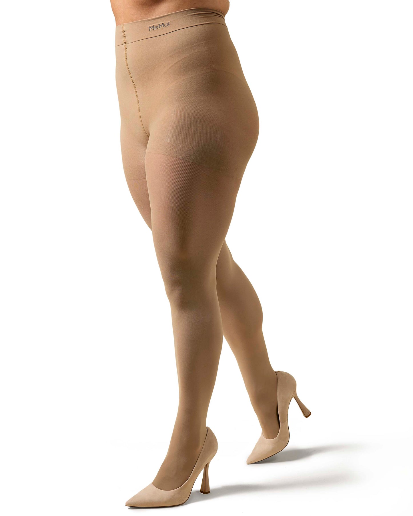 Microfiber Opaque Plus Size Curvy Control Top Tights