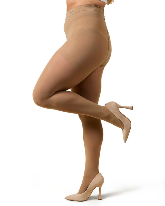 Microfiber Opaque Plus Size Curvy Control Top Tights