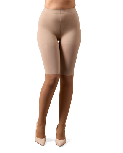 Women's Half & Half Light Support Leg Nylon Pantyhose : Color: Honey
