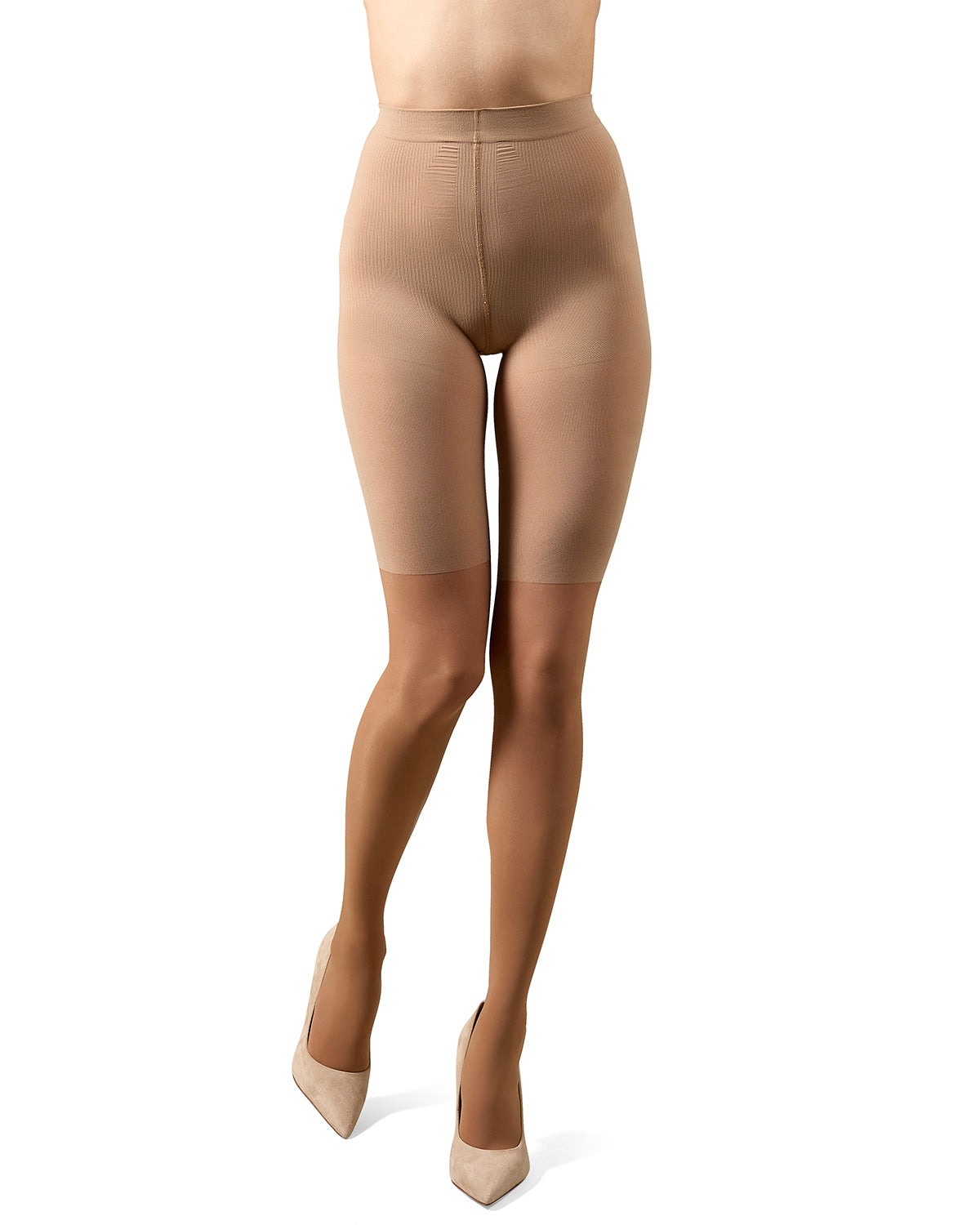 Women's Half & Half Light Support Leg Nylon Pantyhose : Color: Nude