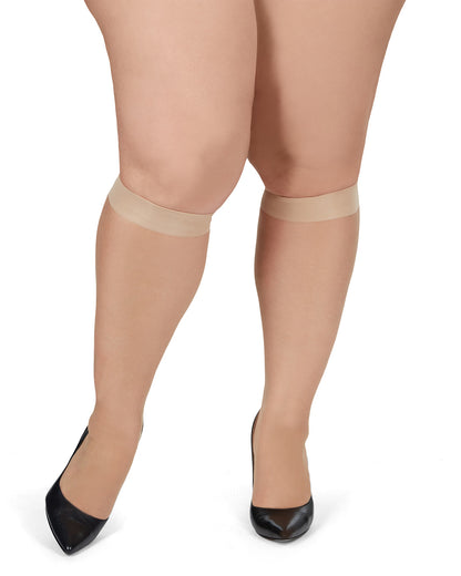 Women's 2 Pair Pack Ultra Sheer Plus Curvy Knee Highs