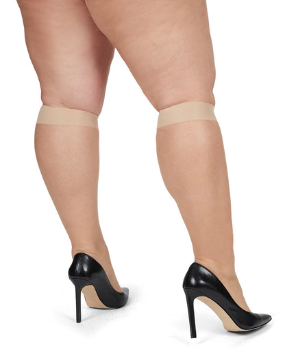 Women's 2 Pair Pack Silky Sheer Curvy Knee Highs : Color: Jet Black