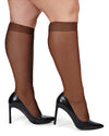Women's 2 Pair Pack Silky Sheer Curvy Knee Highs : Color: French Coffee