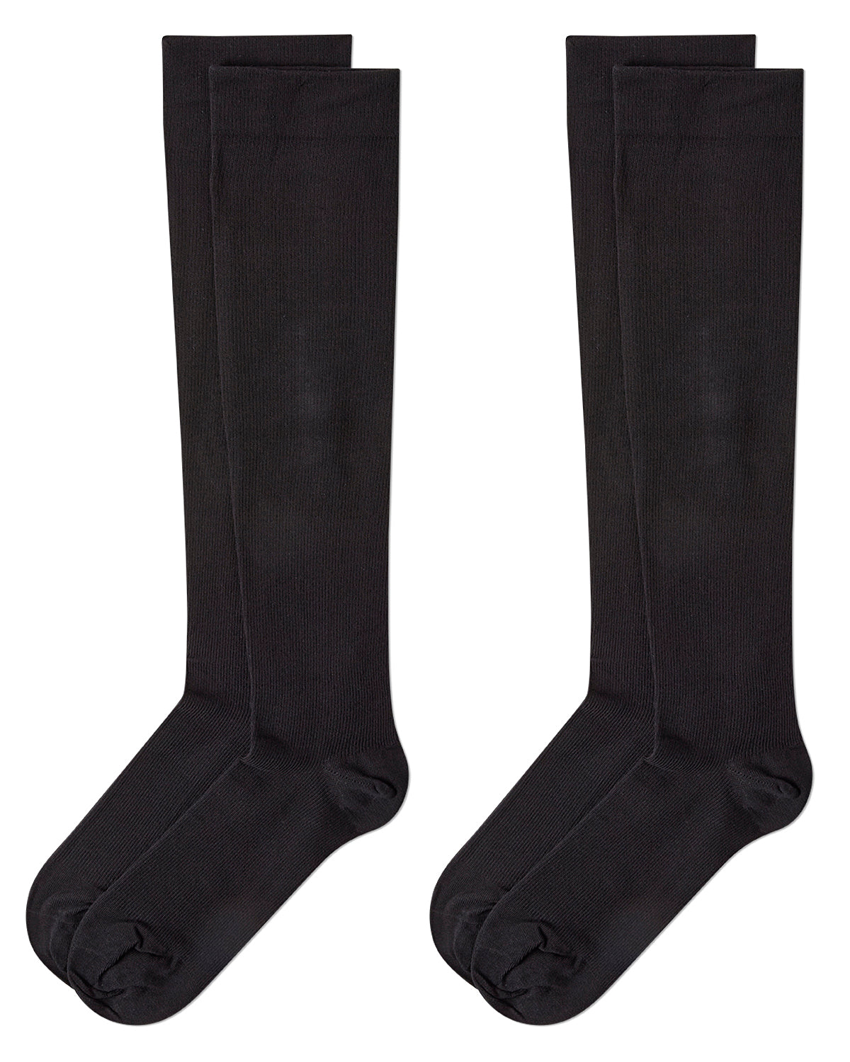 2 Pair Solid Cotton Blend Graduated Compression Socks : Color: Black-Black