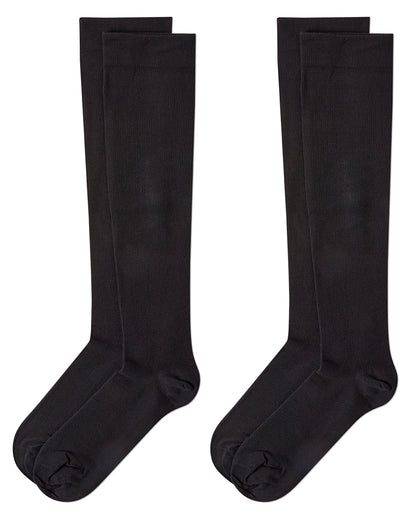 2 Pair Solid Cotton Blend Graduated Compression Socks : Color: Black-Black