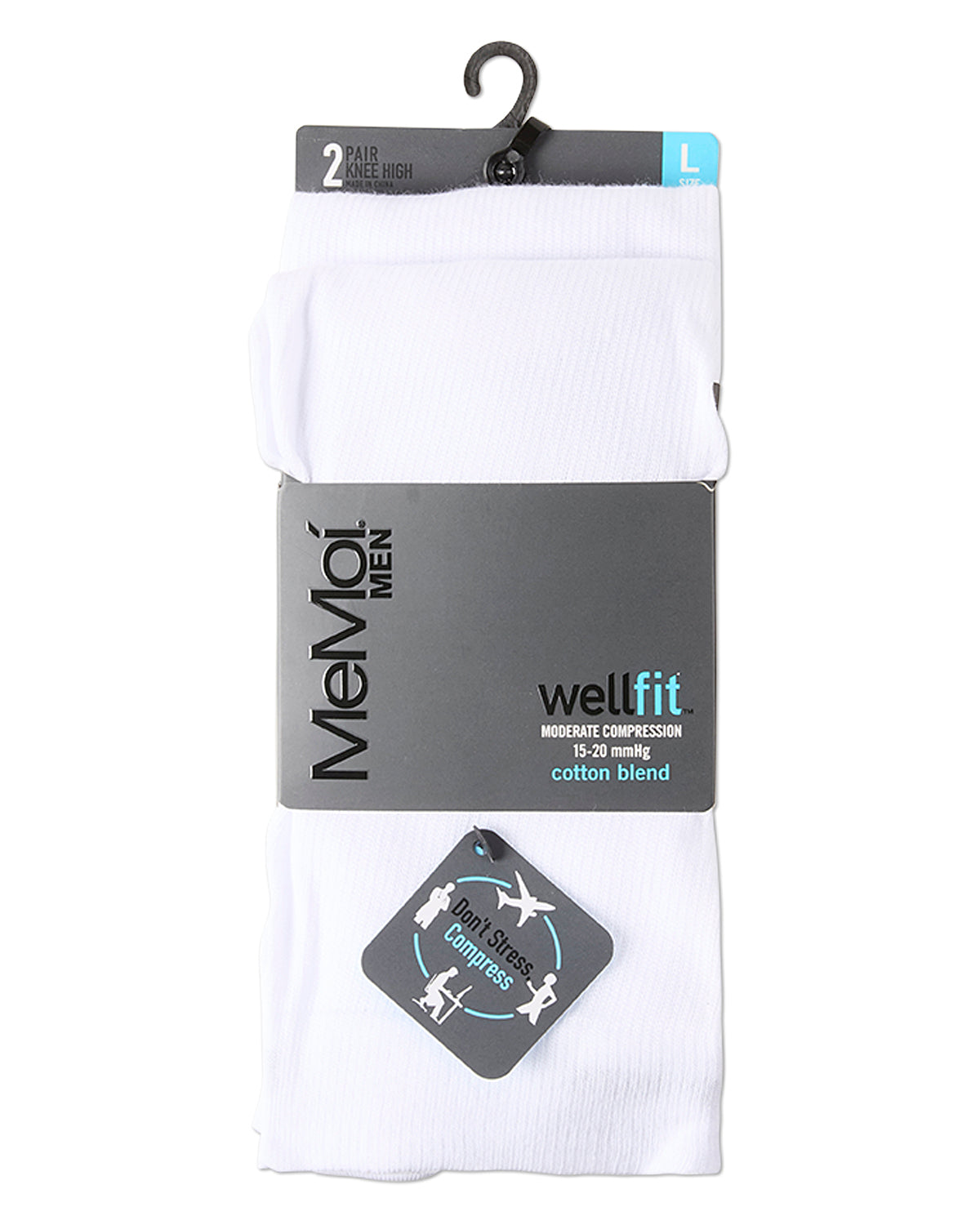 2 Pair Solid Cotton Blend Graduated Compression Socks : Color: Black-Black