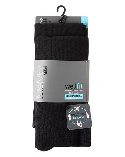 2 Pair Pack Cushioned Sole Cotton Blend Graduated Compression Socks : Color: Black-Black
