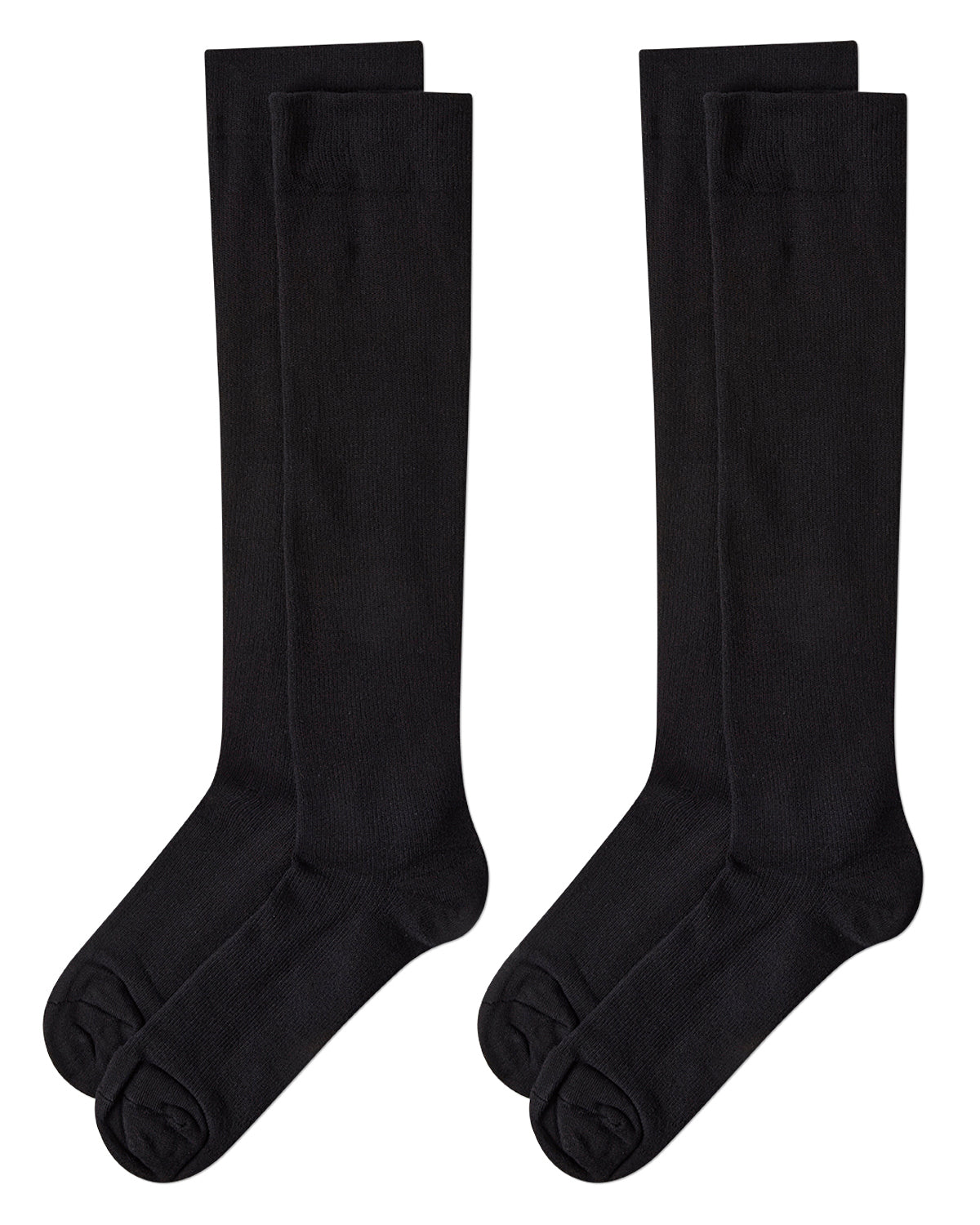 2 Pair Pack Cushioned Sole Cotton Blend Graduated Compression Socks : Color: Black-Black