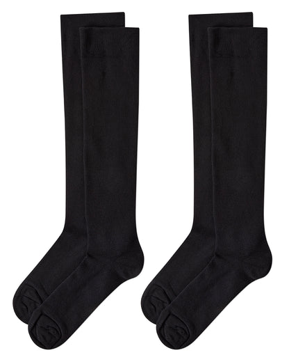 2 Pair Pack Cushioned Sole Cotton Blend Graduated Compression Socks : Color: Black-Black