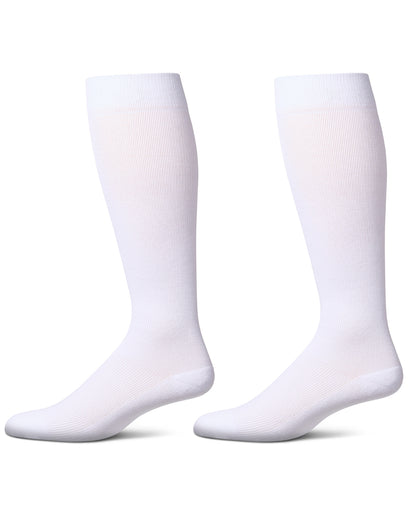 2 Pair Pack Cushioned Sole Cotton Blend Graduated Compression Socks : Color: White-White