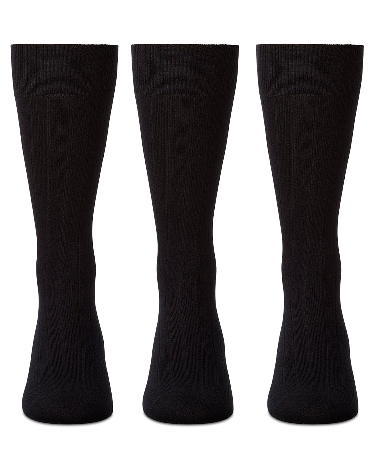 Men's 3 Pair Pack Bamboo Blend Ribbed Crew Socks : Color: Black