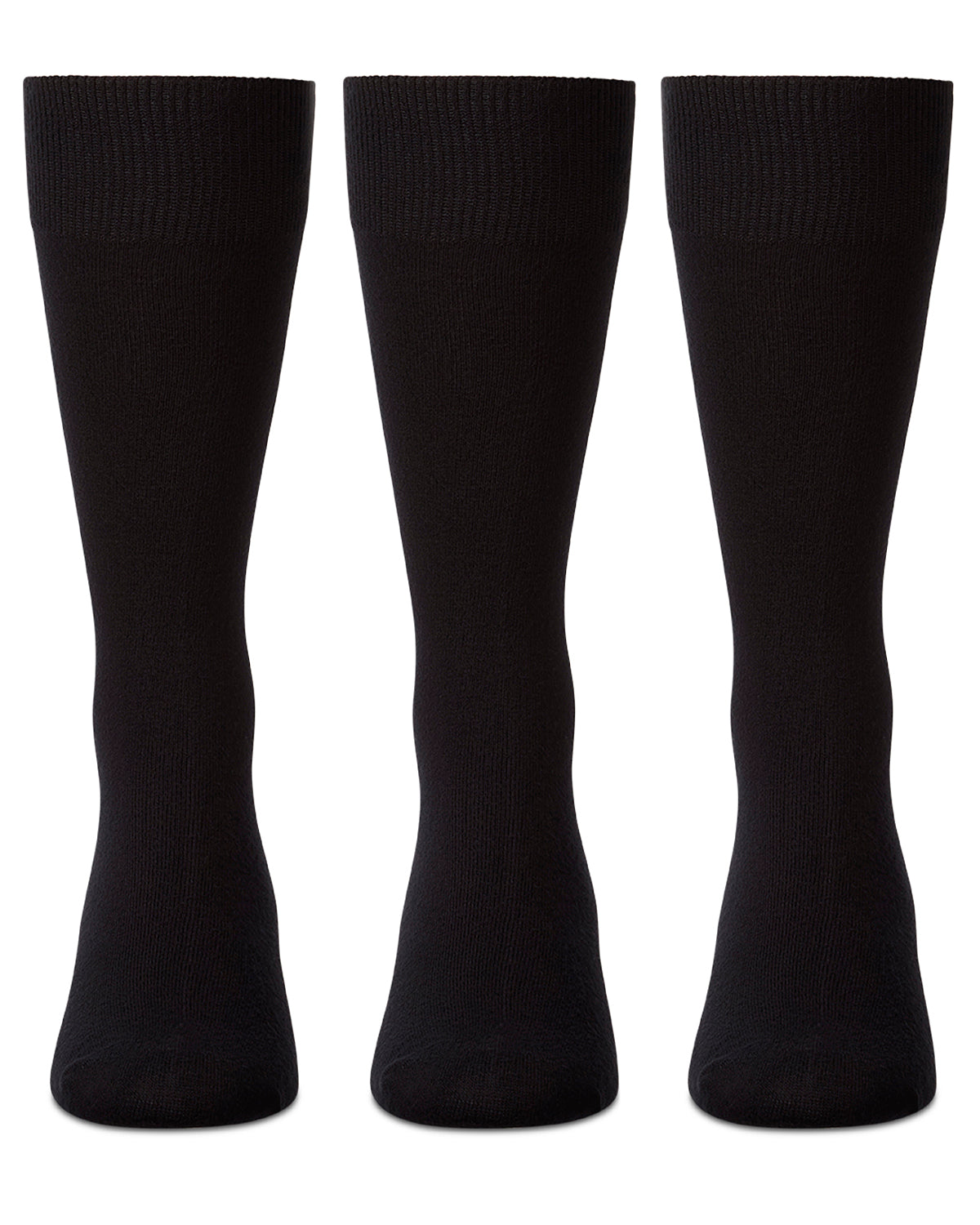 Men's 3 Pair Pack Bamboo Blend Flat Knit Socks : Color: Black