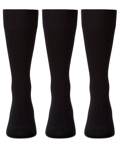 Men's 3 Pair Pack Bamboo Blend Flat Knit Socks : Color: Black