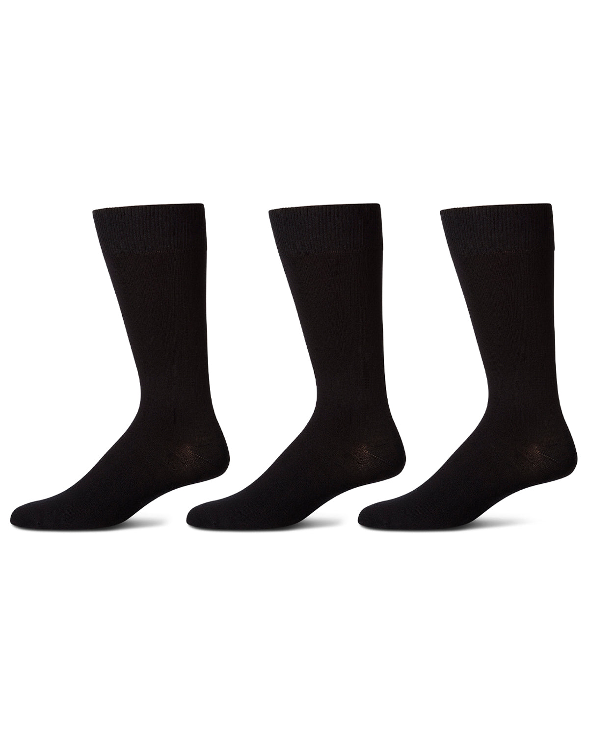 Men's 3 Pair Pack Bamboo Blend Flat Knit Socks : Color: Black