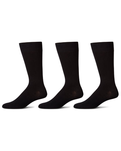 Men's 3 Pair Pack Bamboo Blend Flat Knit Socks : Color: Black