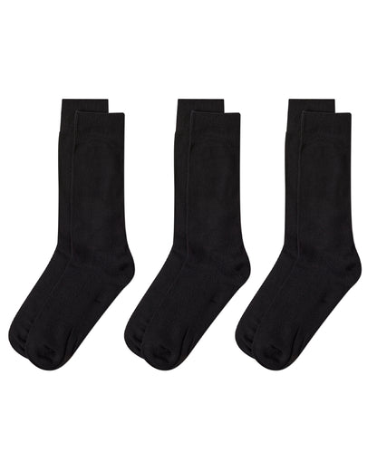 Men's 3 Pair Pack Bamboo Blend Flat Knit Socks : Color: Black