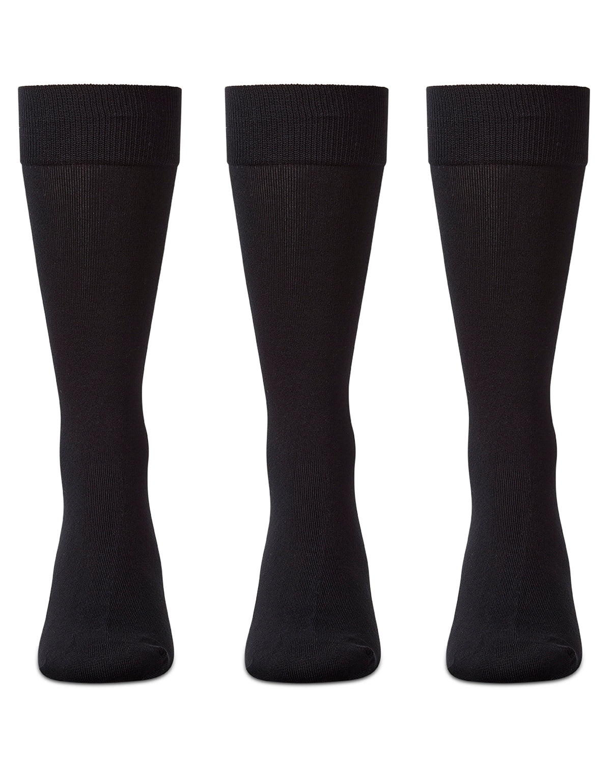 Men's 3 Pair Pack Flat Knit Mercerized Cotton Crew Socks : Color: Black