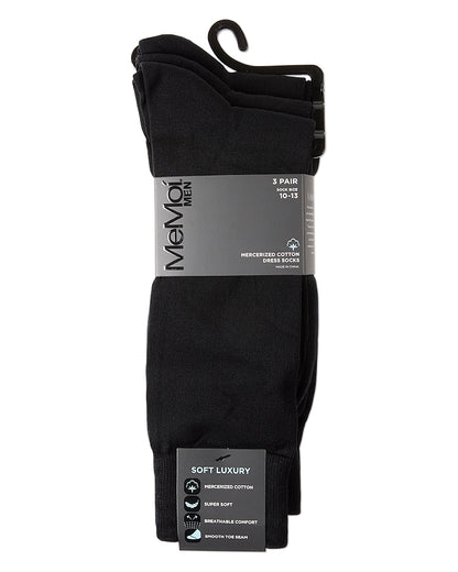 Men's 3 Pair Pack Flat Knit Mercerized Cotton Crew Socks : Color: Black