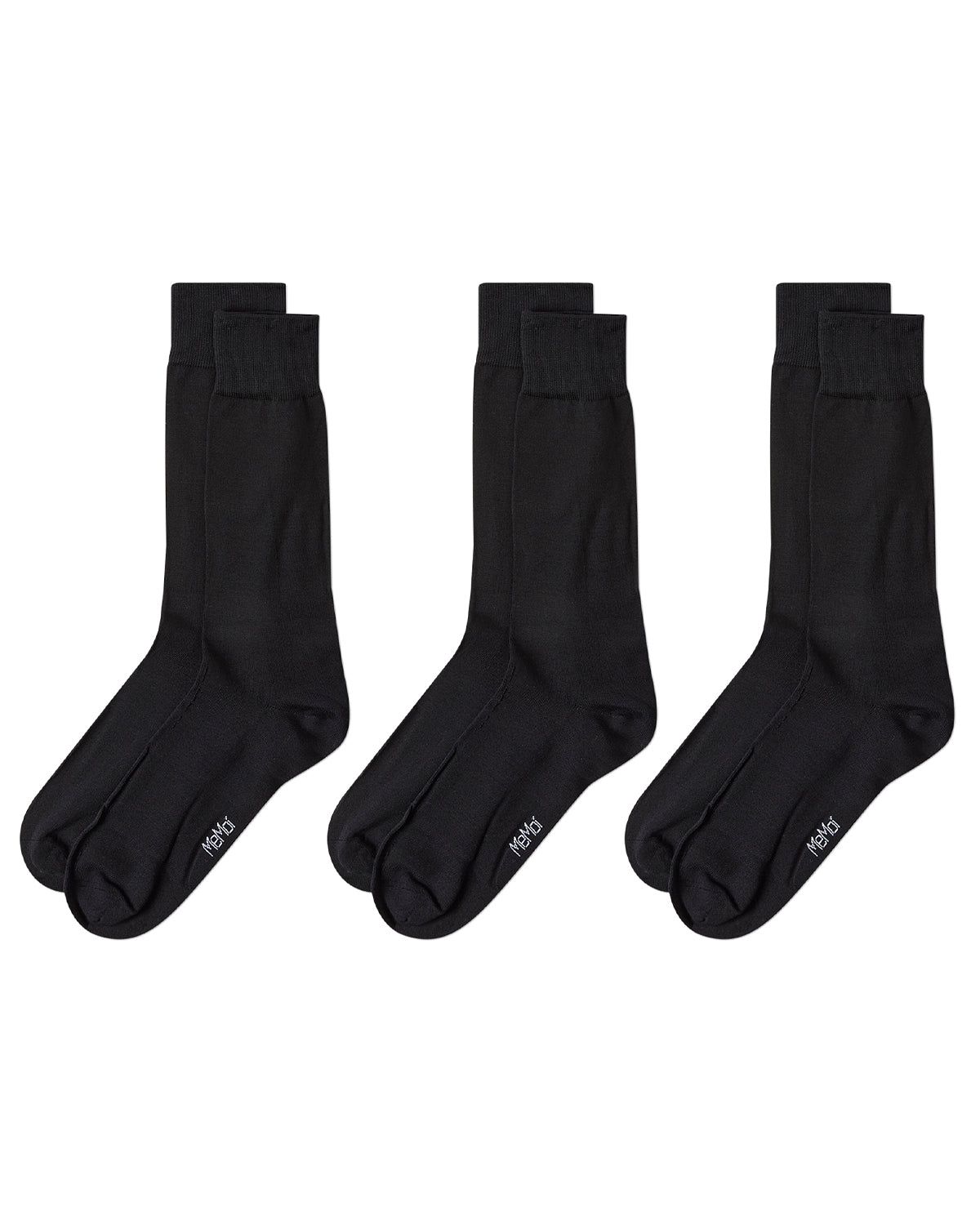 Men's 3 Pair Pack Flat Knit Mercerized Cotton Crew Socks : Color: Black