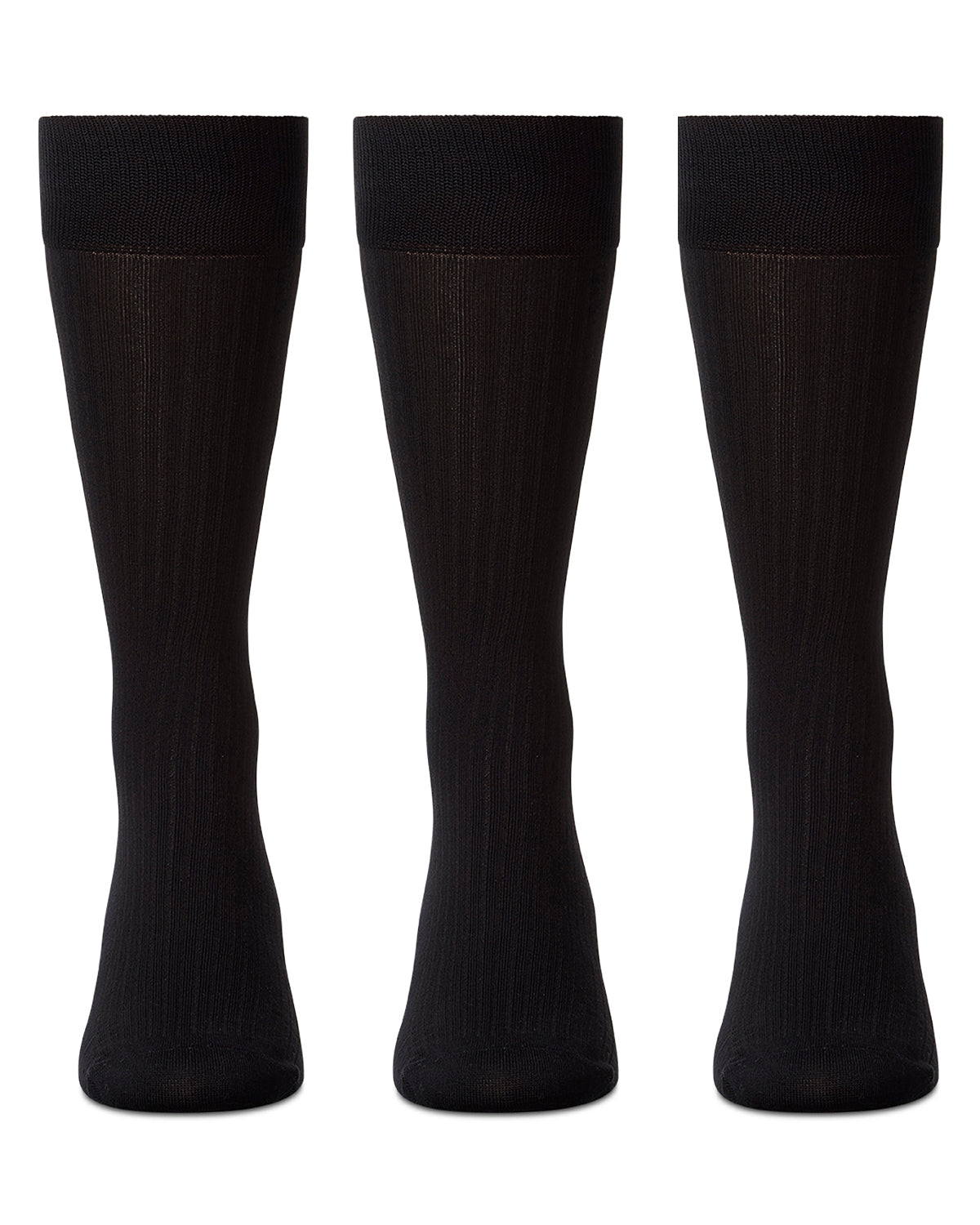 Thin Ribbed Men's Mercerized Cotton Socks 3 Pack : Color: Black