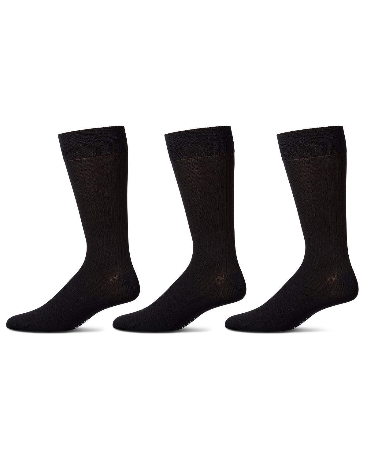 Thin Ribbed Men's Mercerized Cotton Socks 3 Pack : Color: Black