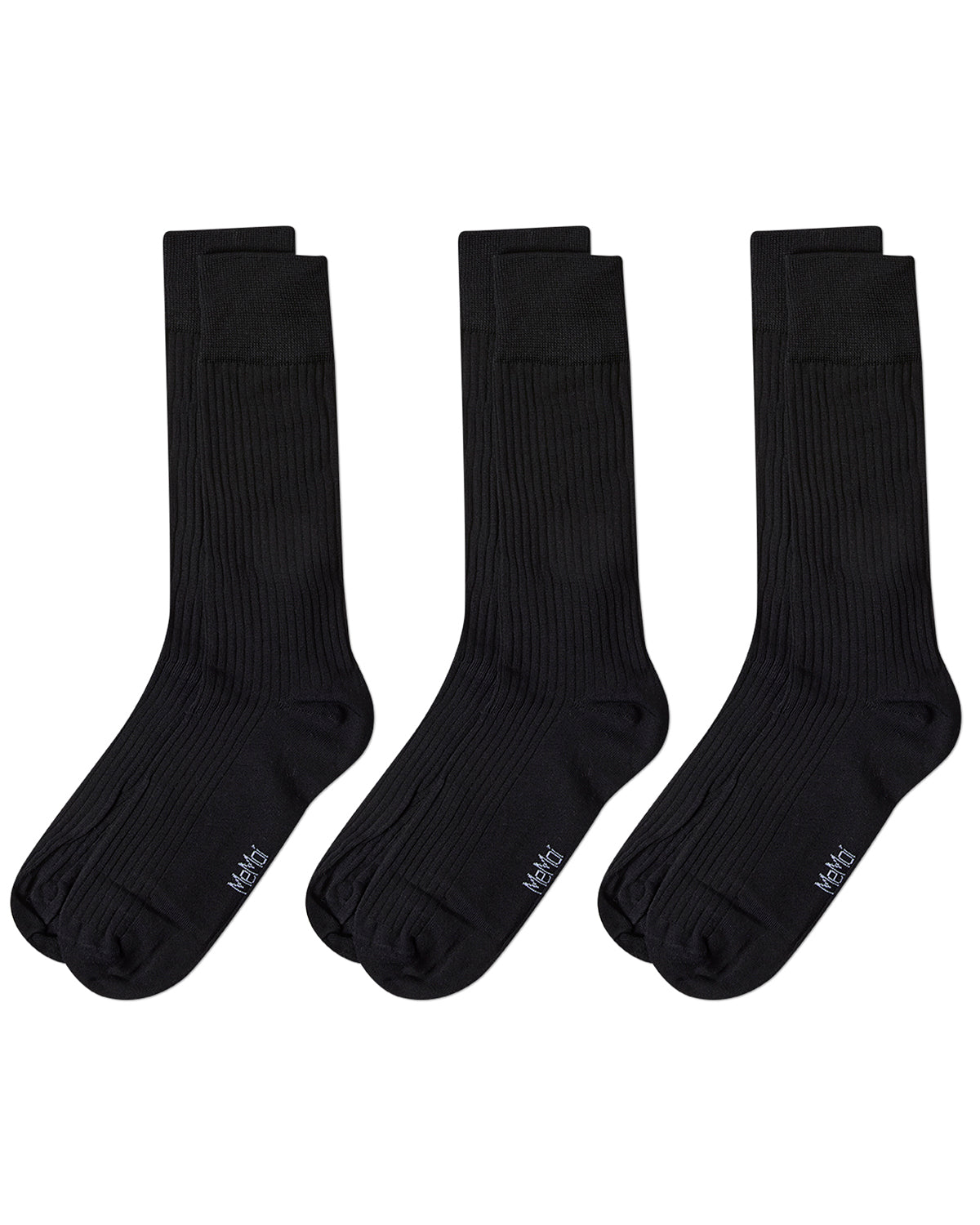 Thin Ribbed Men's Mercerized Cotton Socks 3 Pack : Color: Black