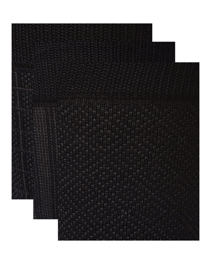 Men's 3 Pair Pack Assorted Mercerized Cotton Blend Crew Socks : Color: Black