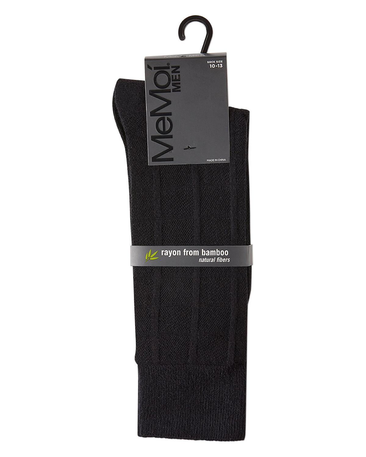 Men's Bamboo Blend Solid Plaid Crew Socks : Color: Black