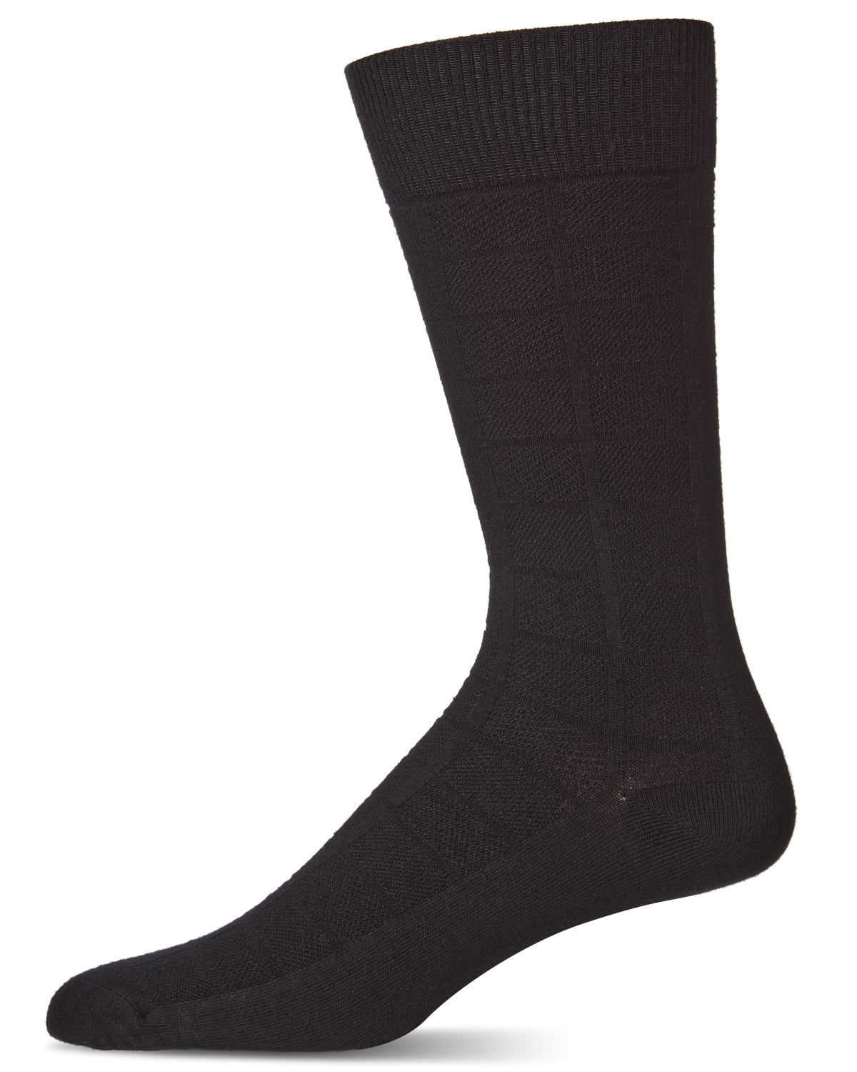 Men's Bamboo Blend Solid Plaid Crew Socks : Color: Black