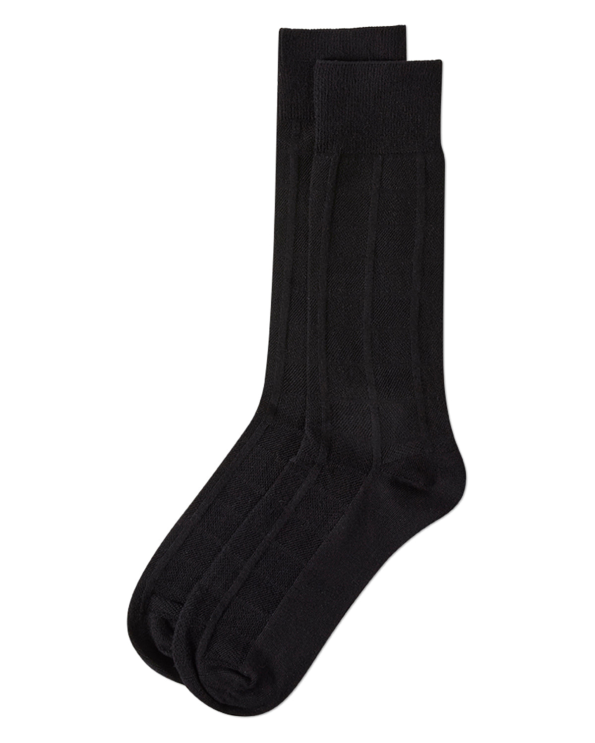Men's Bamboo Blend Solid Plaid Crew Socks : Color: Black