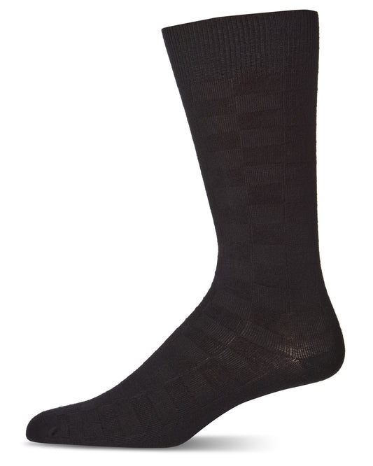 Men's Bamboo Blend Solid Checkerboard Crew Socks : Color: Black