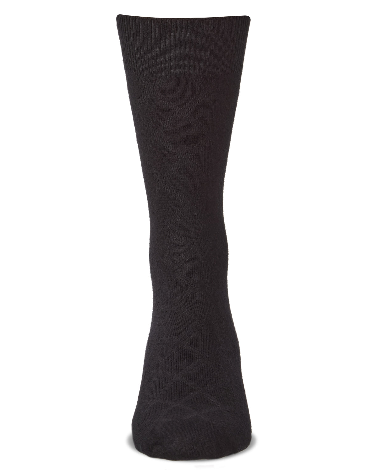Men's Bamboo Blend Solid Diamond Crew Socks : Color: Black
