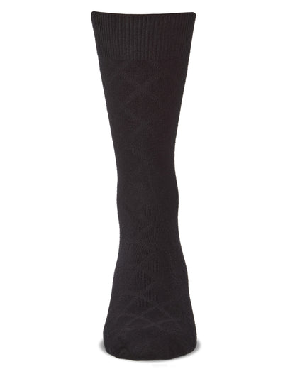 Men's Bamboo Blend Solid Diamond Crew Socks : Color: Black