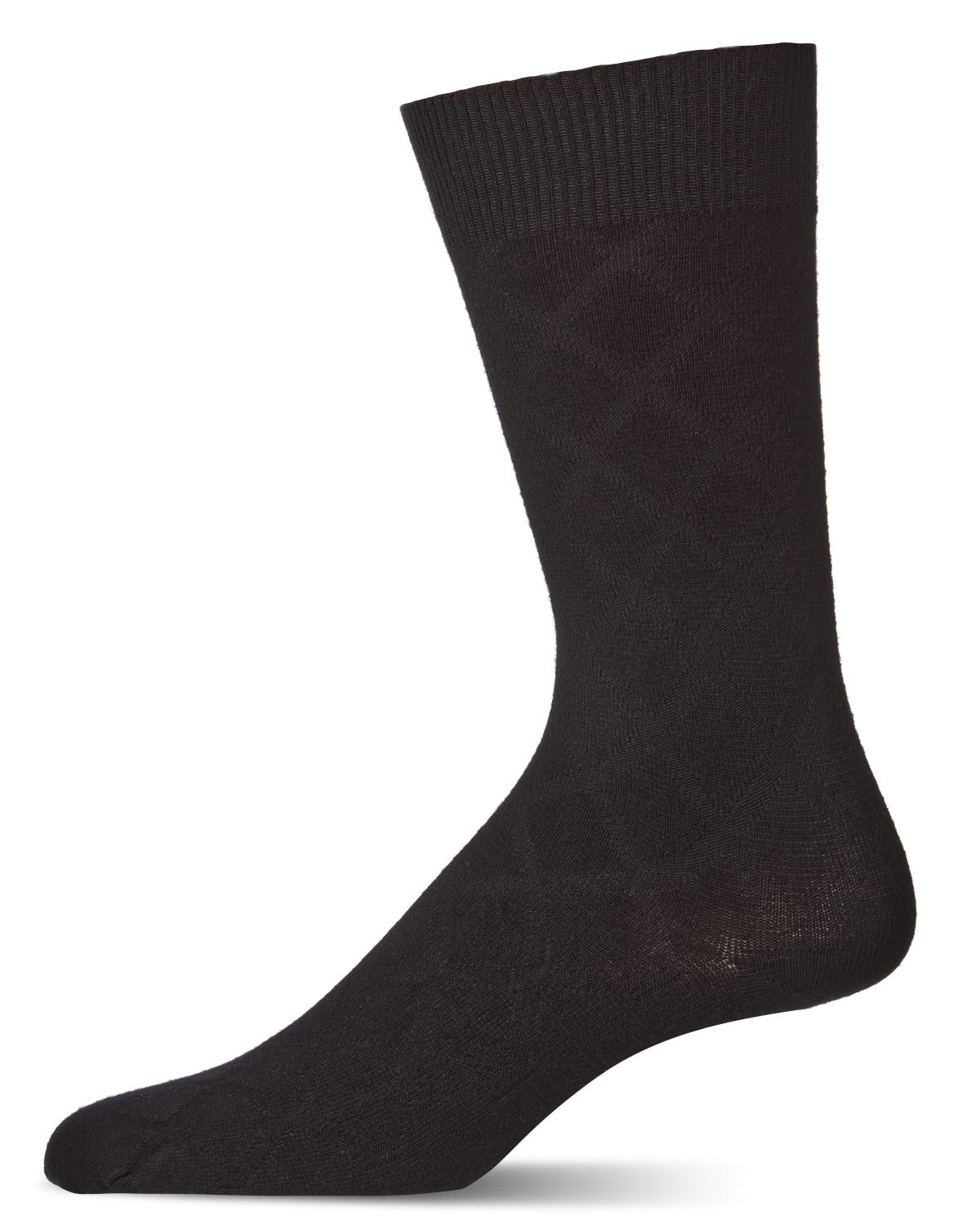 Men's Bamboo Blend Solid Diamond Crew Socks : Color: Black