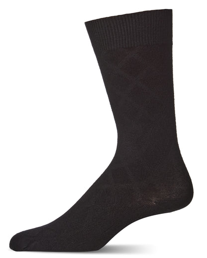 Men's Bamboo Blend Solid Diamond Crew Socks : Color: Black