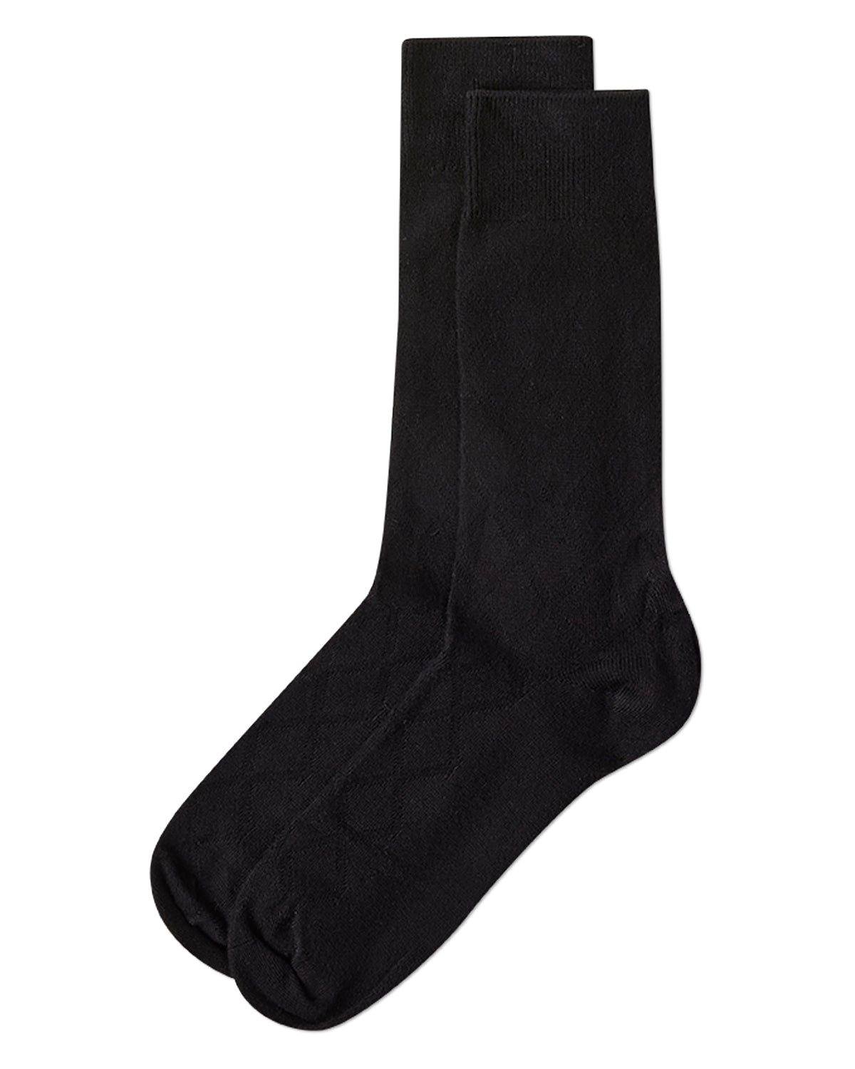Men's Bamboo Blend Solid Diamond Crew Socks : Color: Black