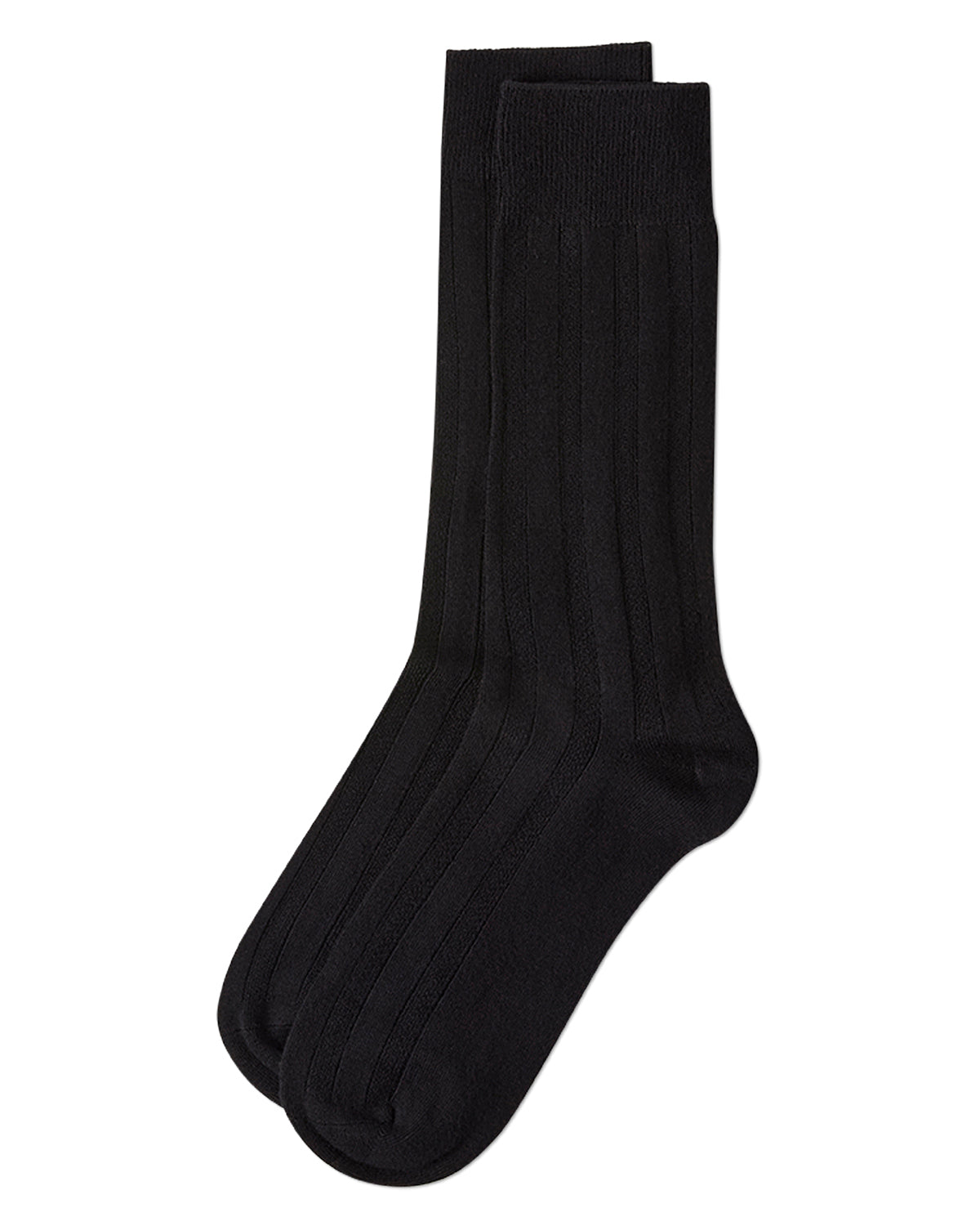 Men's Bamboo Blend Solid Woven Ribbed Crew Socks : Color: Black