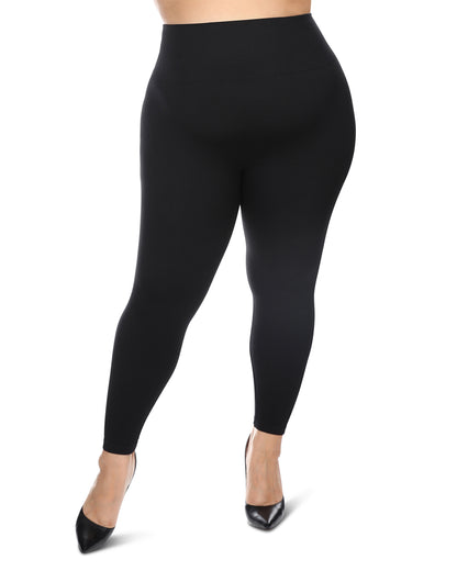 Women's Thin Ribbed High Waist Seamless Leggings : Color: Black