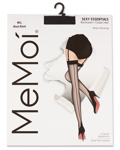 Women's Backseam Thigh High Sheer Stockings : Color: Black/Black