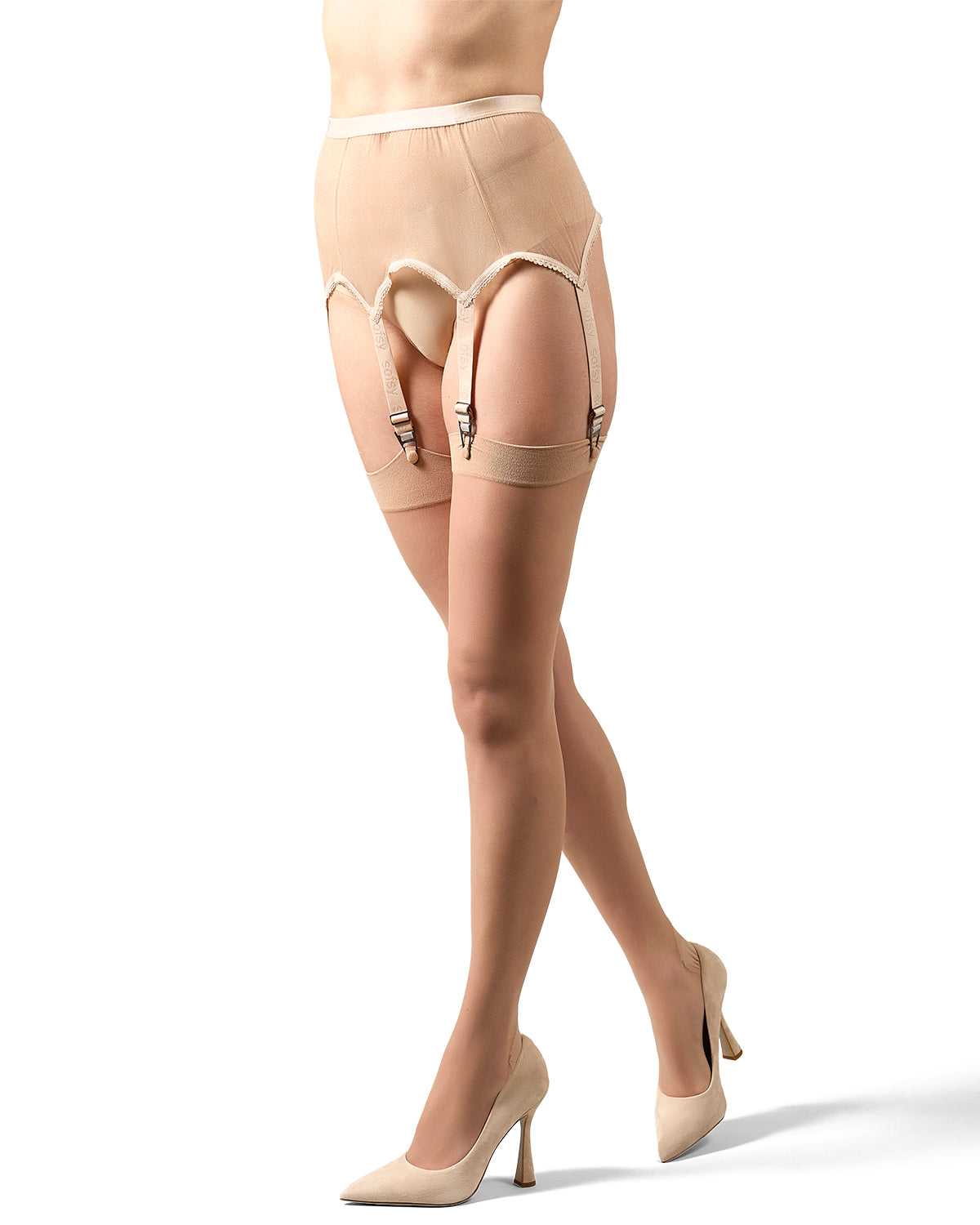 Women's Backseam Thigh High Sheer Stockings: Color: Nude Nude
